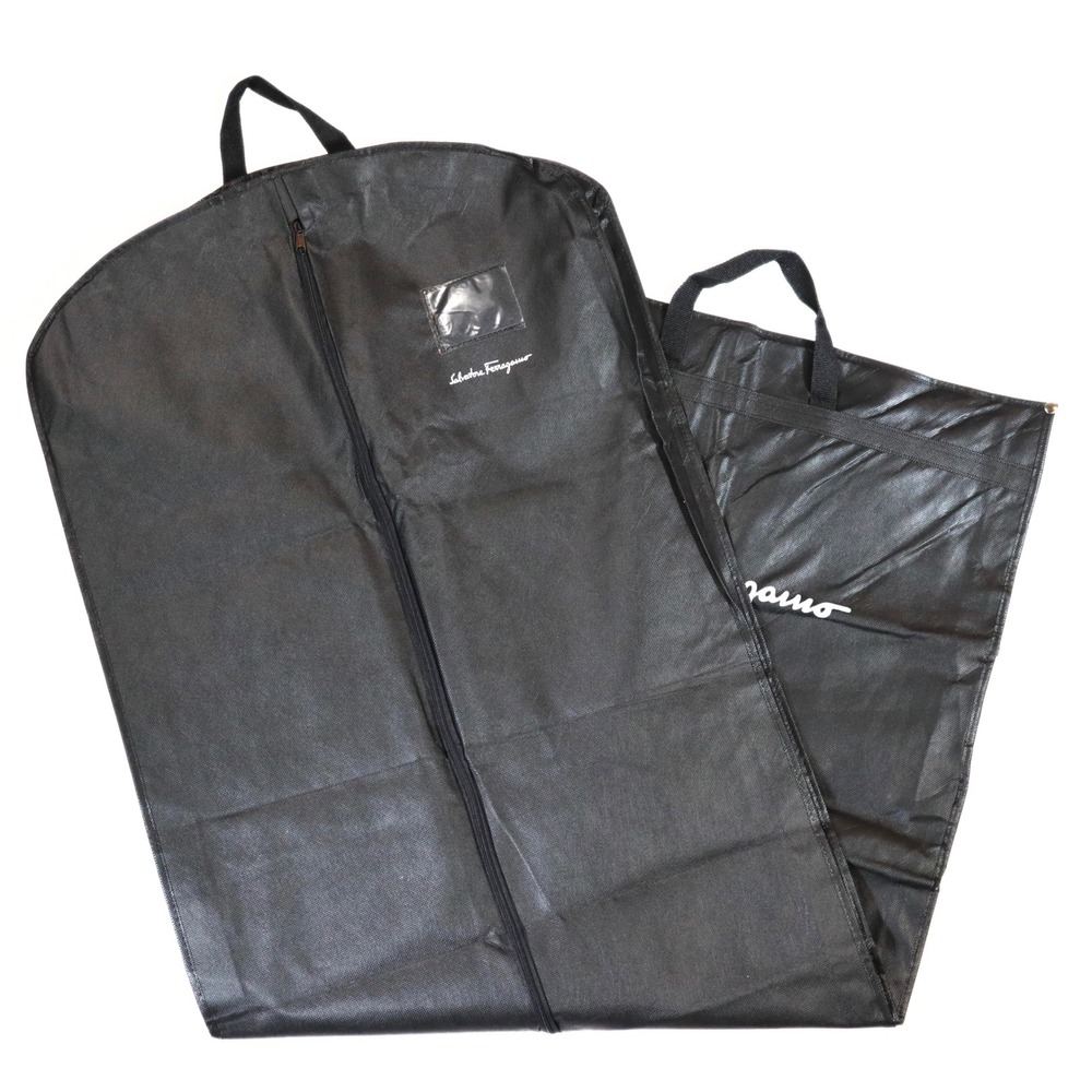 Salvatore Ferragamo‎ Garment Bag Black Logo Travel Suit Cover Storage 23x62
